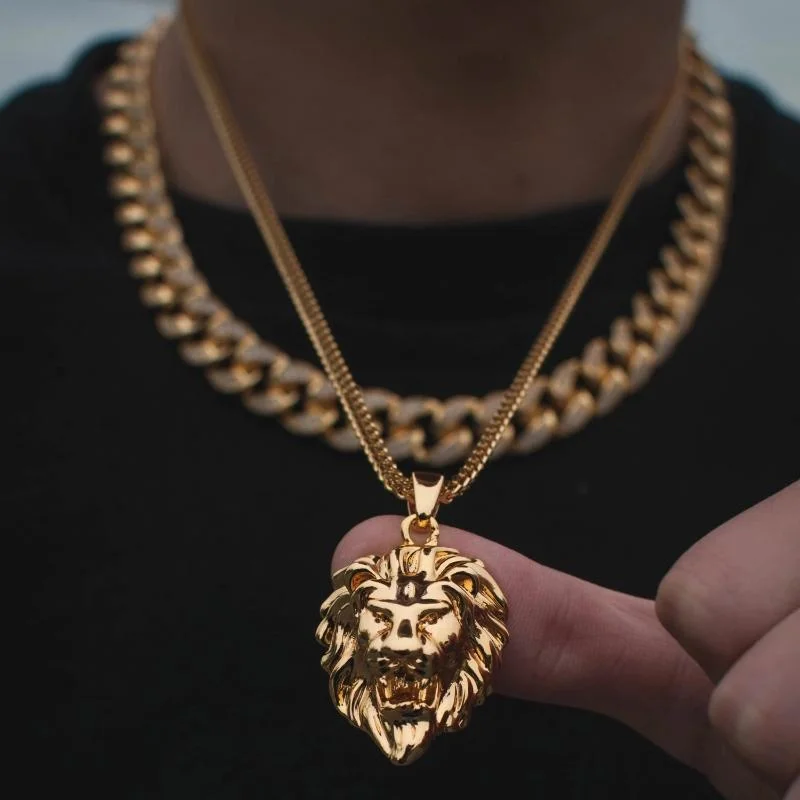 women's necklace with letter pendant -Lion Head Necklace