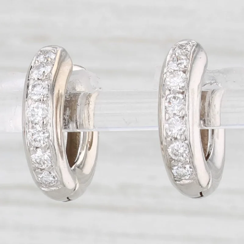 women's earrings layered style -Small 0.50ctw Diamond Hoop Huggie Earrings 14k White Gold Round Hoops