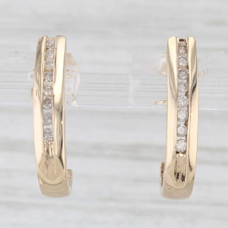 women's earrings halo setting -0.25ctw Diamond J-Hook Journey Earrings 10k Yellow Gold Drops