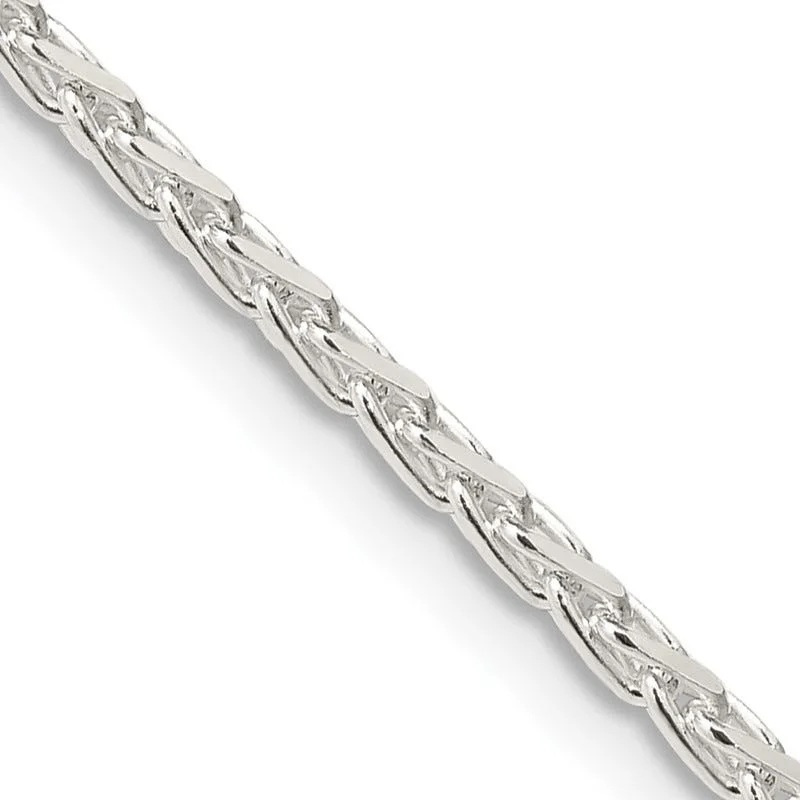 women's necklace gold -Sterling Silver 2.15mm Diamond-cut Round Spiga Chain Necklace