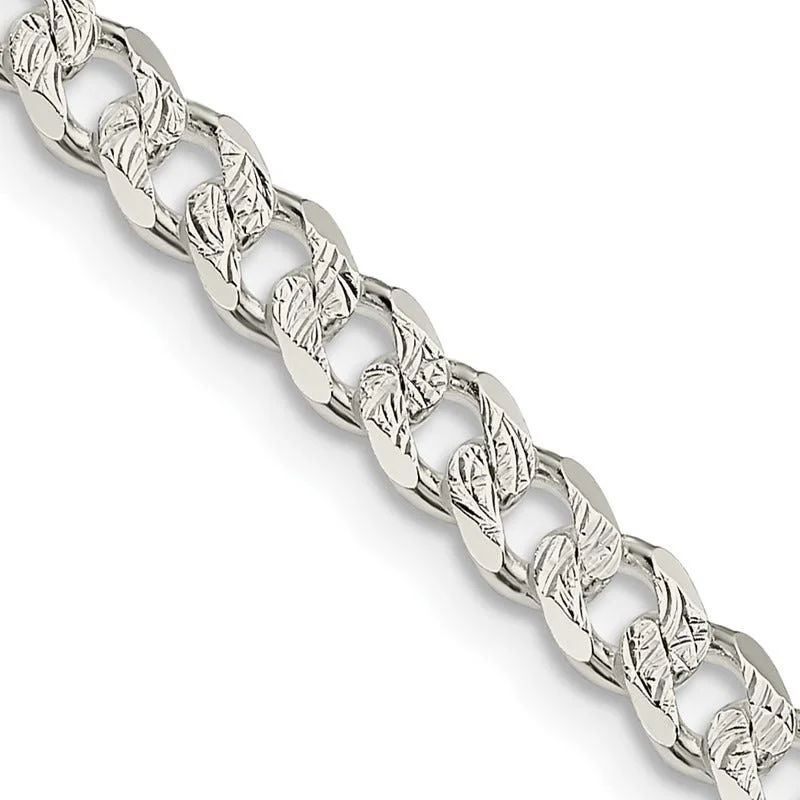 women's necklace simple everyday wear -Sterling Silver 4.5mm Pav‚ Curb Chain Necklace