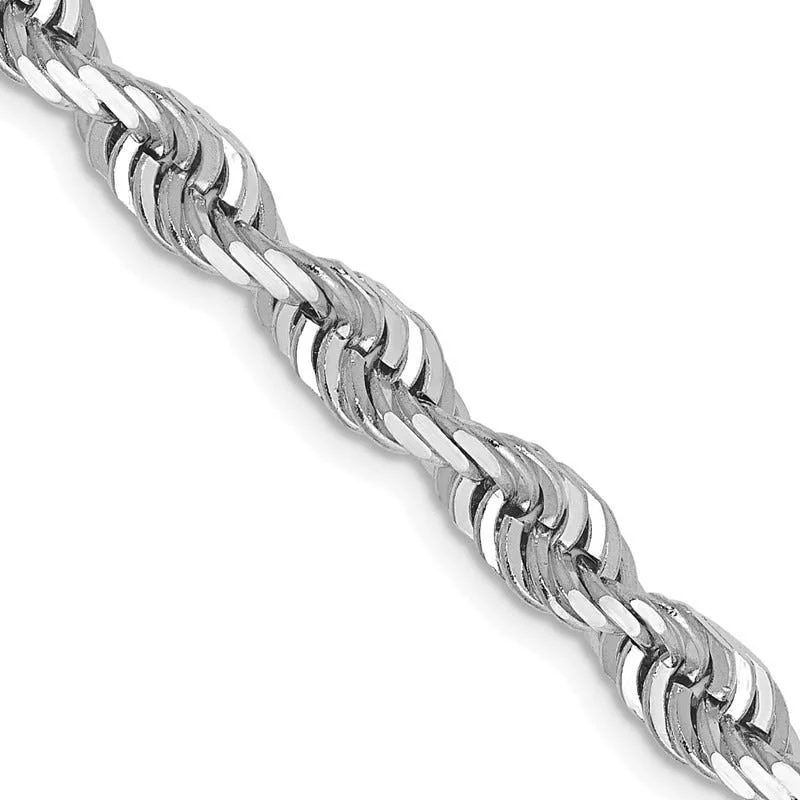 women's necklace gothic style -14K White Gold 5mm Diamond-cut Quadruple Rope Lobster Clasp Chain Necklace