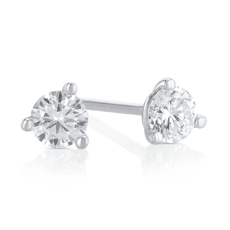 women's earrings elegant touch -0.33 Cttw Lab-Grown Round Diamond Martini 14K White Gold Stud Earrings