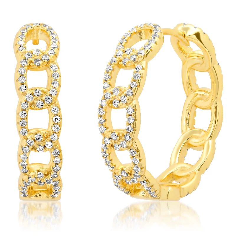 women's earrings luxury diamond -CHAIN HOOPS, GOLD