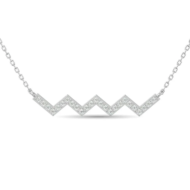 women's necklace simple chain -Diamond 1/10 Ct.Tw. Fashion Necklace in 10K White Gold