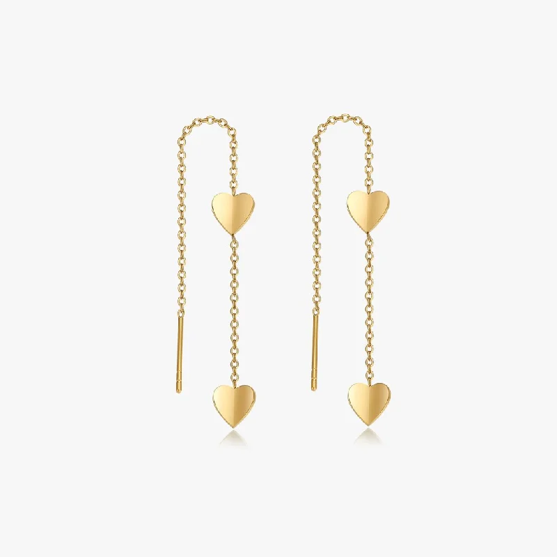 women's earrings with birthstone -Heart of Gold Threaders