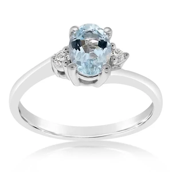 women's engagement rings fine jewelry -Aquamarine & Diamond Ring