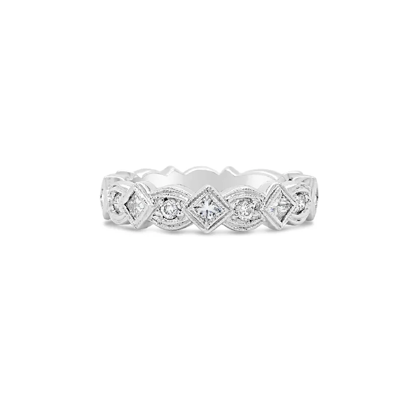 women's ring heart shaped diamond -Geometric Diamond Eternity Band Ring