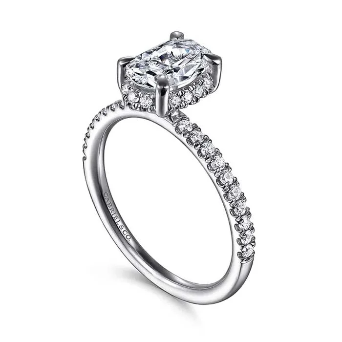 women's engagement rings halo setting -Gabriel & Co. "Suede" Hidden Halo Engagement Ring Semi-Mounting in 14K White Gold