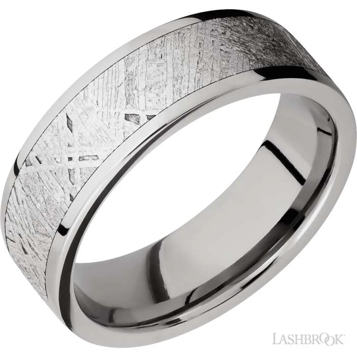 women's engagement rings sapphire -Lashbrook Mens 7MM Titanium Wedding Band with 5MM Meteorite Center