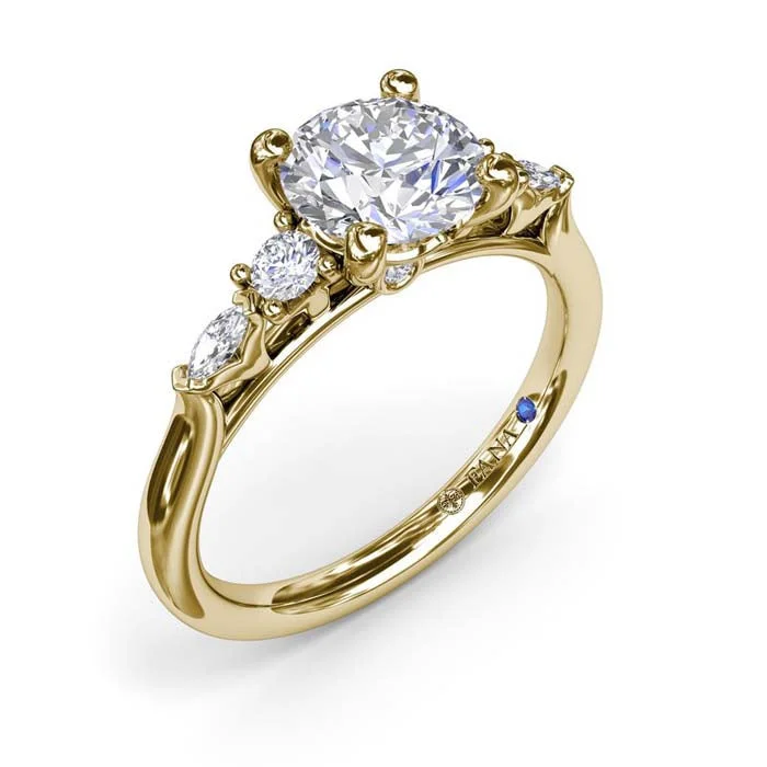 women's engagement rings unique design -Fana Delicate Round Diamond Engagement Ring in 14K Yellow Gold