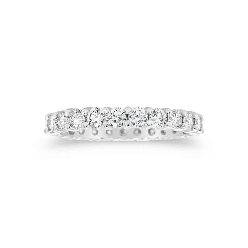 women's ring halo style -Slim Shared Prong-Set Diamond Eternity Band