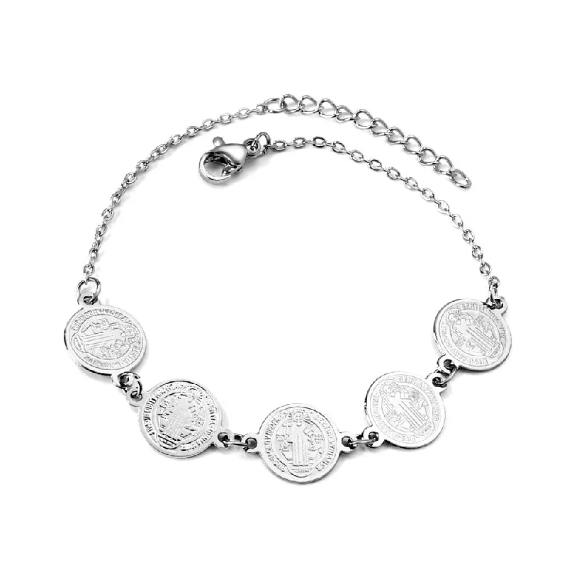 Steel Color 5 Circles Portrait Bracelet