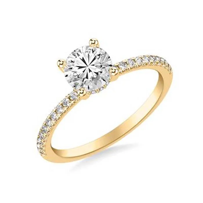 women's engagement rings budget-friendly -Mountz Collection .70CT Classic Round Center Diamond Engagement Ring in 14K Yellow Gold