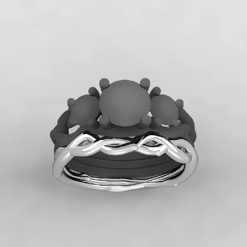 women's ring infinity shape -Shadow Band with Branch Design, Mate to Three Stone Ring