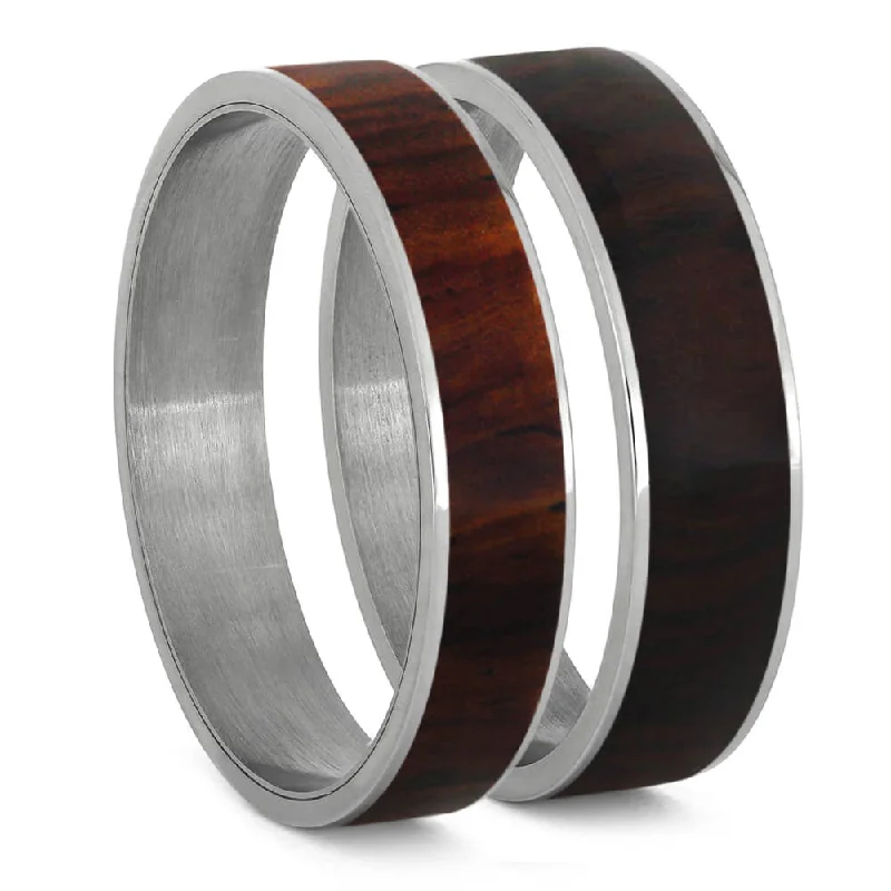 women's ring elegant style -Cocobolo Wood Inlay Components for Modular Rings