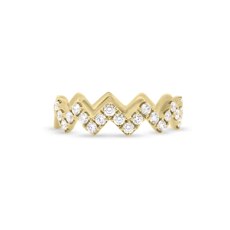 women's ring vintage -Diamond Modern Zig-Zag Stackable Ring