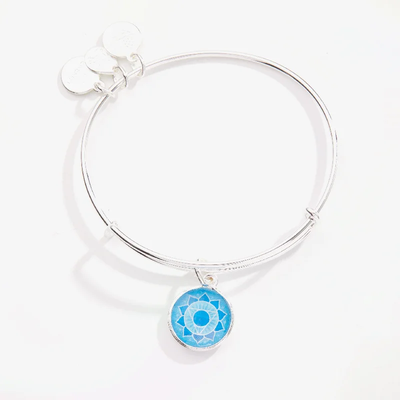 women's bracelets for anniversary -Throat Chakra Charm Bangle Bracelet