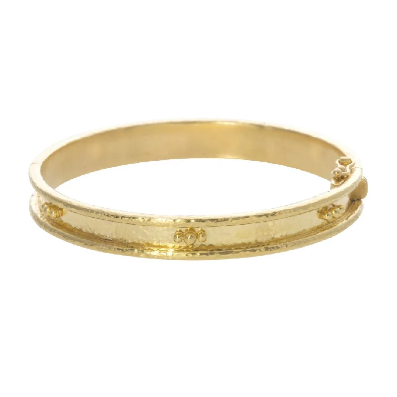 women's bracelets chic and stylish -Elizabeth Locke Flat Thin Bangle with Granulation