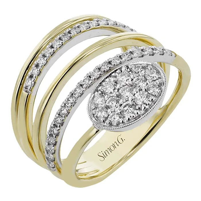 women's engagement rings stackable set -Simon G. Diamond RIng in 18K Yellow and White Gold