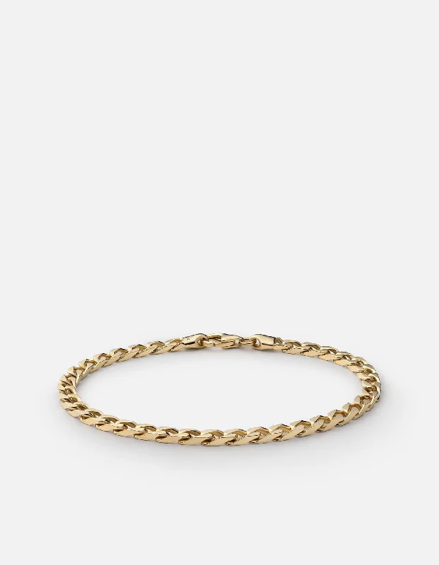 women's bracelets diamond -4mm Cuban Chain Bracelet, Gold Vermeil