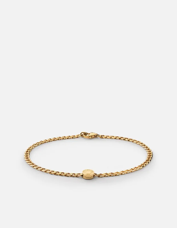 women's bracelets with cubic zirconia -Empire Chain Bracelet, Gold Vermeil