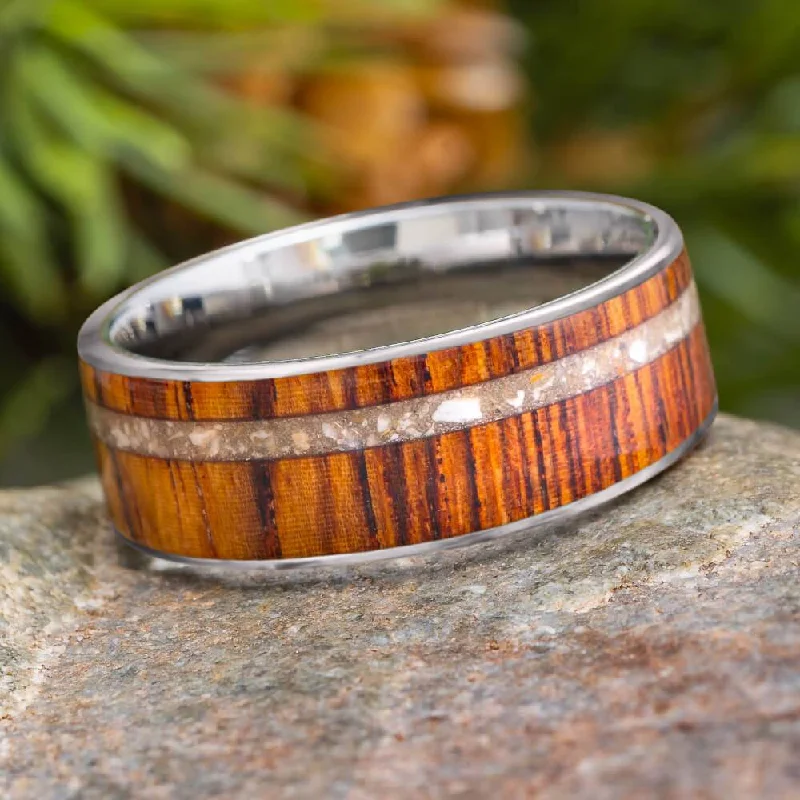 women's ring gemstone accents -Cremation Memorial Ring with Honduran Rosewood