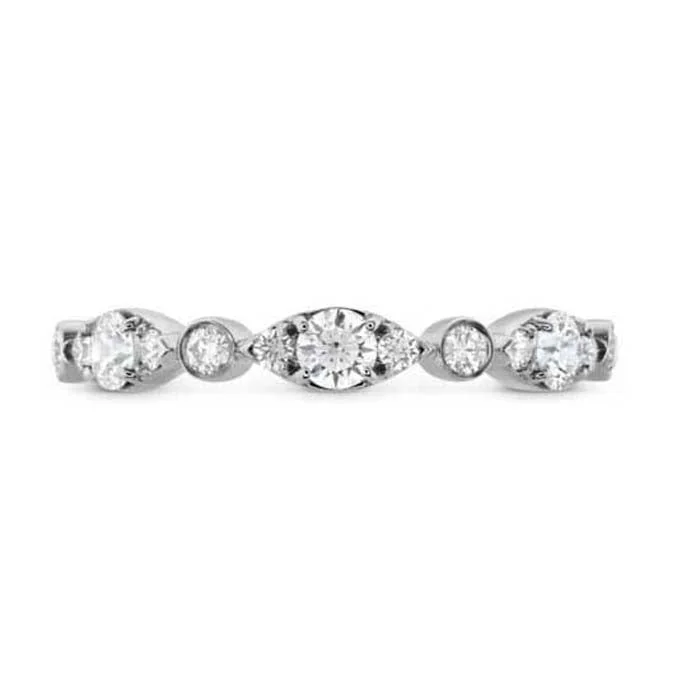 women's engagement rings white gold -Hearts On Fire Bezel Regal Wedding Band in 18K White Gold