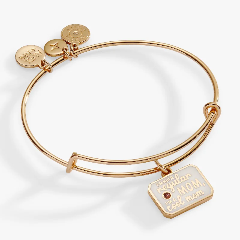 women's bracelets diamond -“I’m Not a Regular Mom, I’m a Cool Mom” Charm Bangle