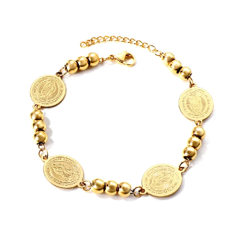 Gold Portrait Steel Ball Bracelet