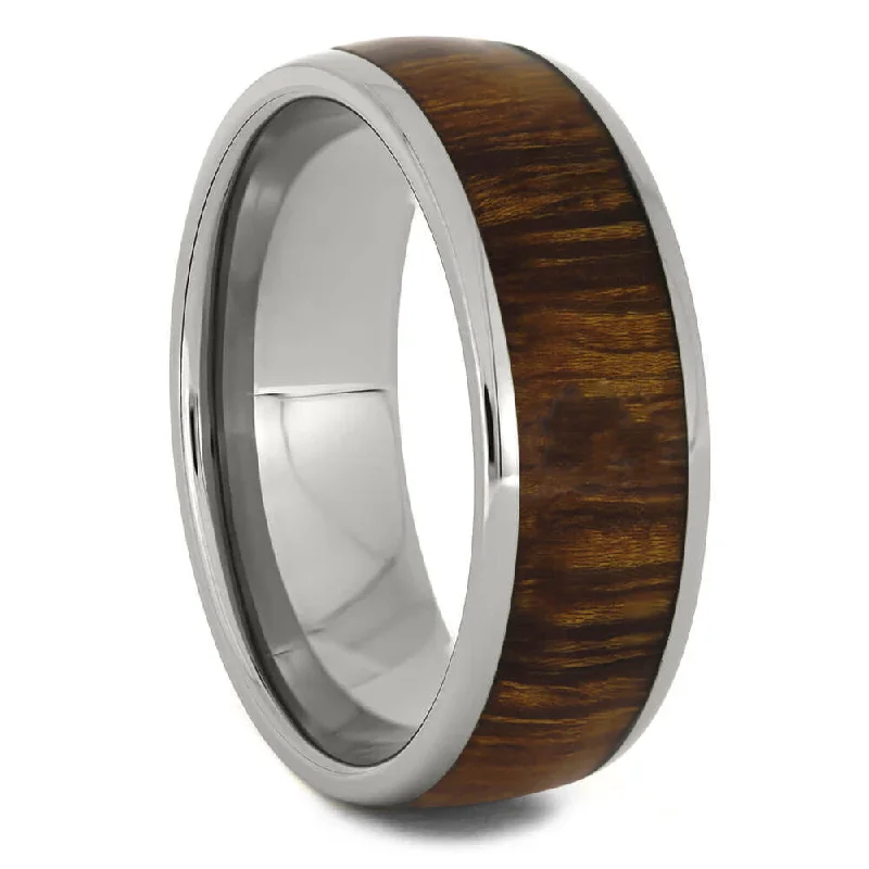 women's ring art deco -Simple Wood & Titanium Ring, 8mm Band