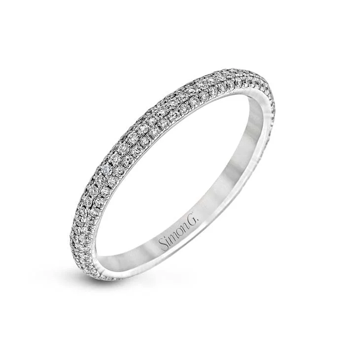 women's engagement rings handcrafted masterpiece -Simon G. Pavé Diamond Wedding Band in 18K White Gold