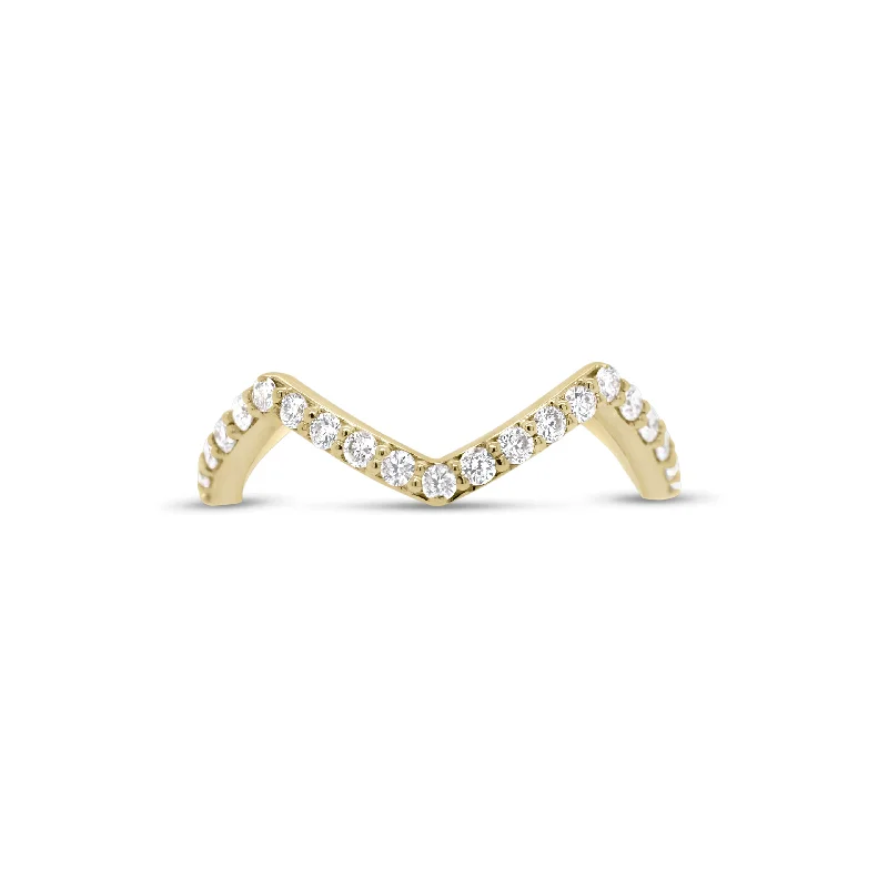 women's ring diamond -Diamond Zig-Zag Stackable Ring