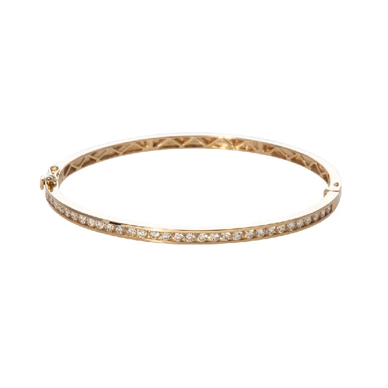 women's bracelets boho style -1.30ctw Diamond Channel Set 14K Yellow Gold Bangle