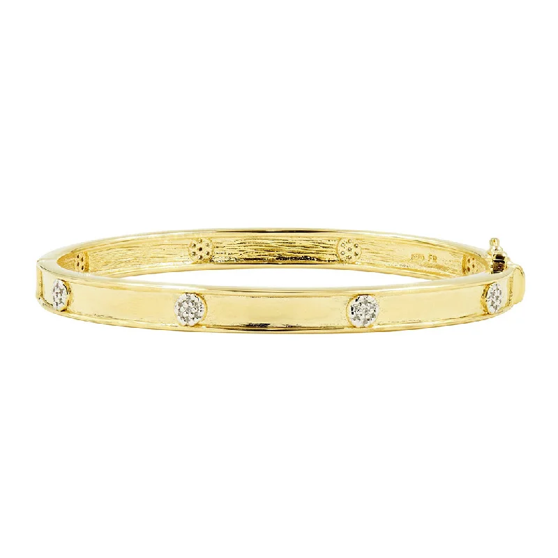 women's bracelets dainty look -Freida Rothman Radiance Pavé Hinge Bangle