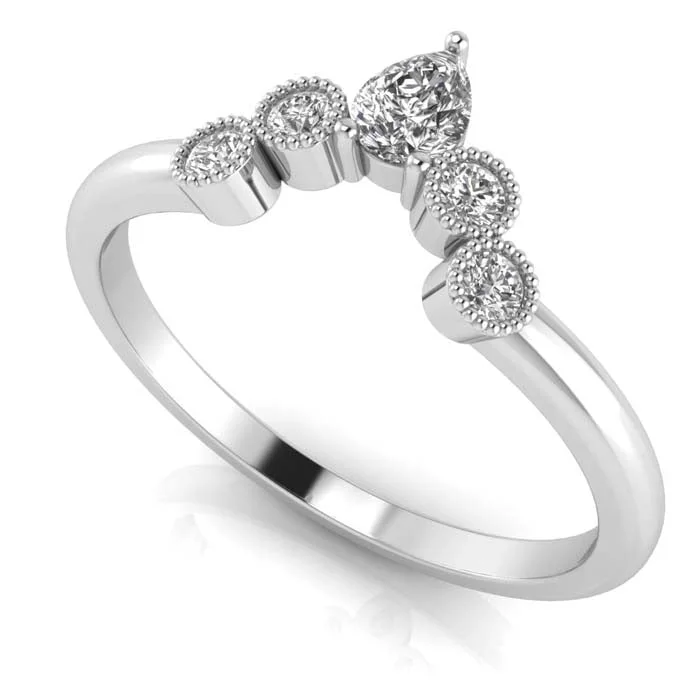 women's engagement rings engagement gift -Mountz Collection Queen Elizabeth Crown Wedding Band 14K White Gold