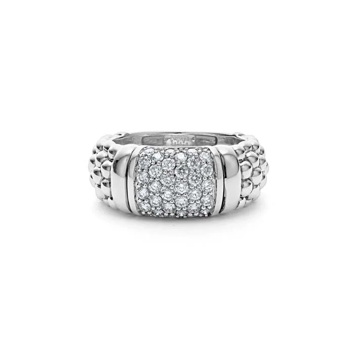 women's engagement rings conflict-free diamonds -LAGOS 9MM Caviar Diamond Ring in Sterling Silver