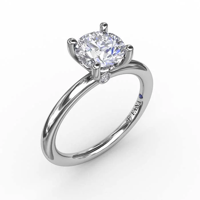 women's engagement rings engraved initials -Fana .02CTW Round Solitaire Engagement Ring Mounting in Platinum