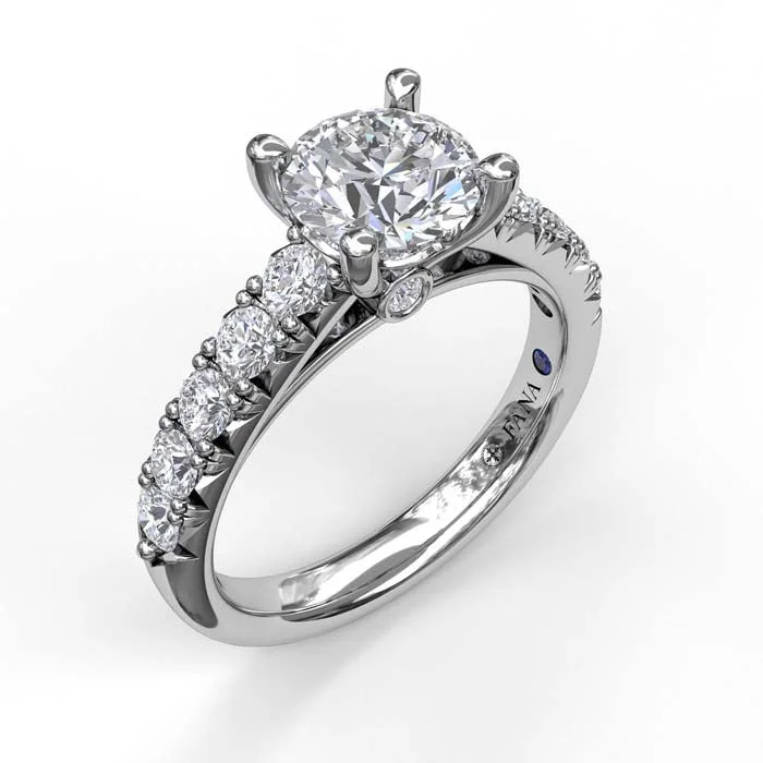 women's engagement rings white gold -Fana Diamond Engagement Ring Semi-Mounting in 4K White Gold