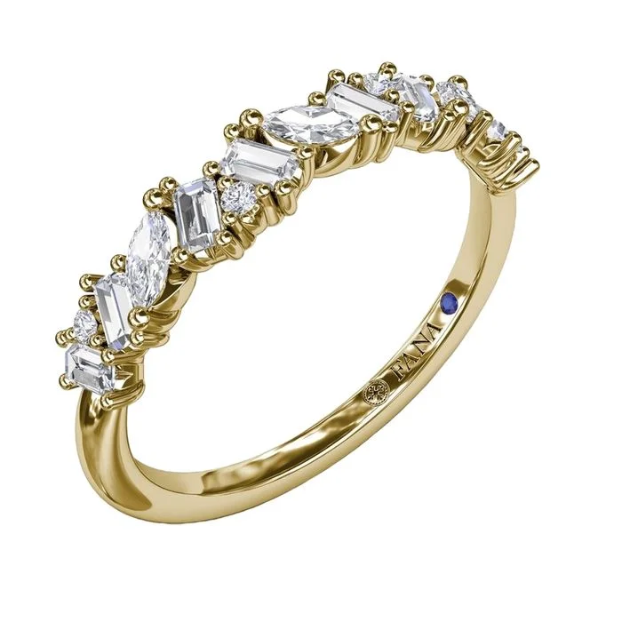 women's engagement rings round cut -Fana .40CTW Mixed Shape Diamond Wedding Band in 14K Yellow Gold