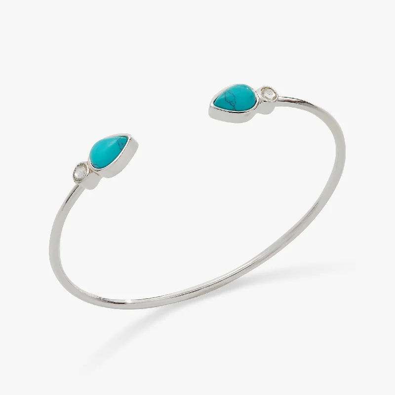 women's bracelets bold statement -Turquoise and Crystal Flex Cuff