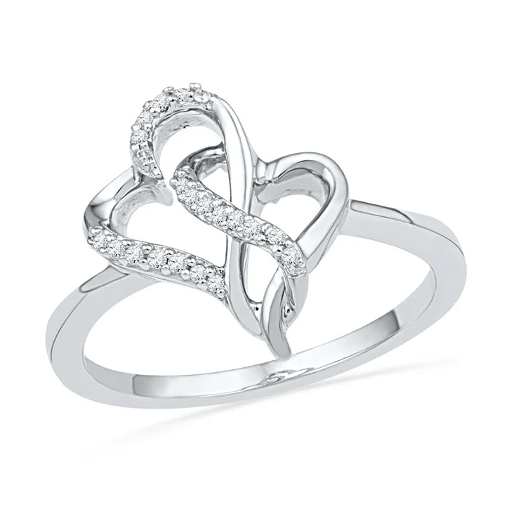 women's ring rose gold -Intertwined Hearts Ring Promise Ring, Silver or Gold