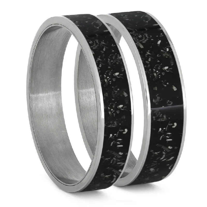 women's ring pave setting -Black Stardust Inlay Components for Modular Rings