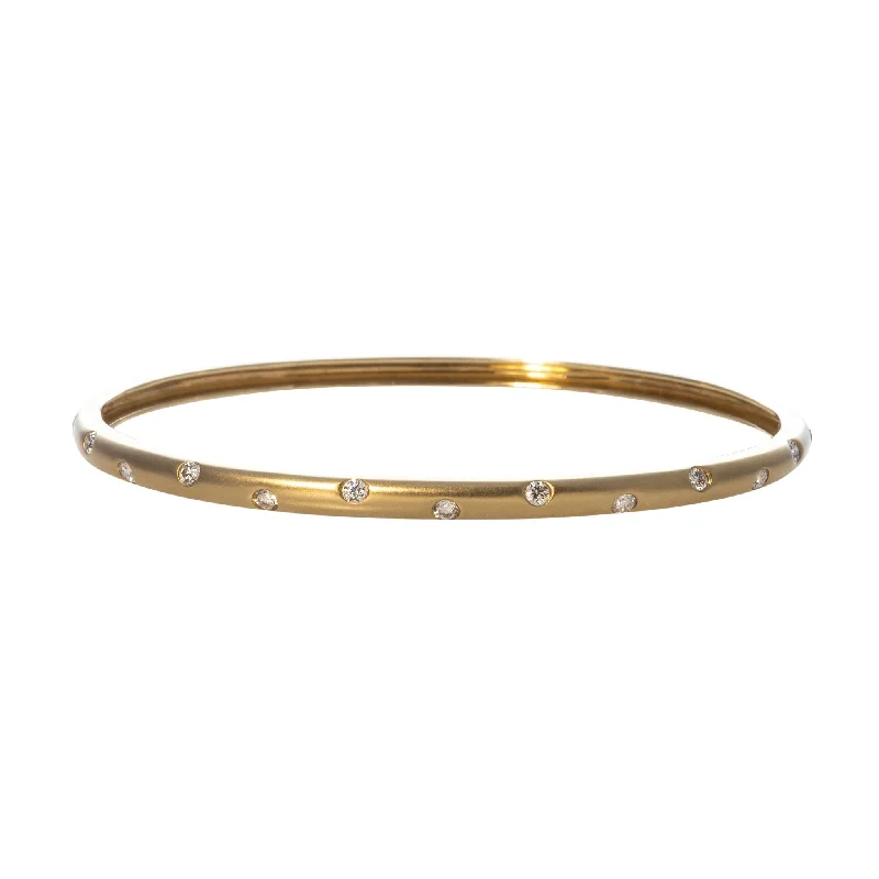 women's bracelets simple elegance -Diamond Flush Set 14K Yellow Gold Bangle