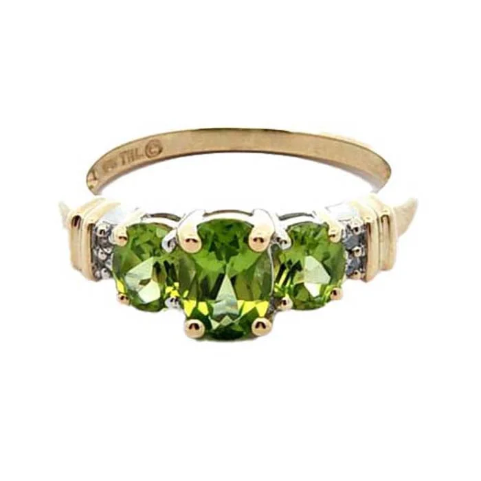 women's engagement rings modern design -Estate Peridot and Diamond Ring in 14K Yellow Gold