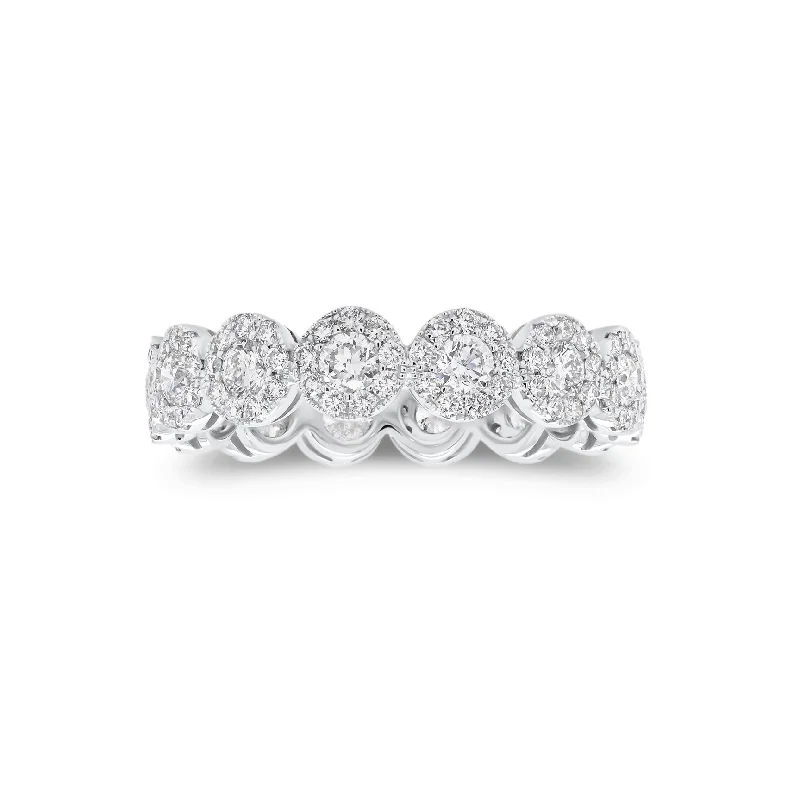 women's ring silver -Halo Diamond Eternity Ring