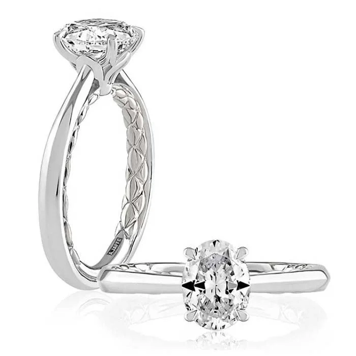 women's engagement rings baroque style -A. Jaffe Oval Solitaire Engagement Semi-Mounting in 14K White Gold