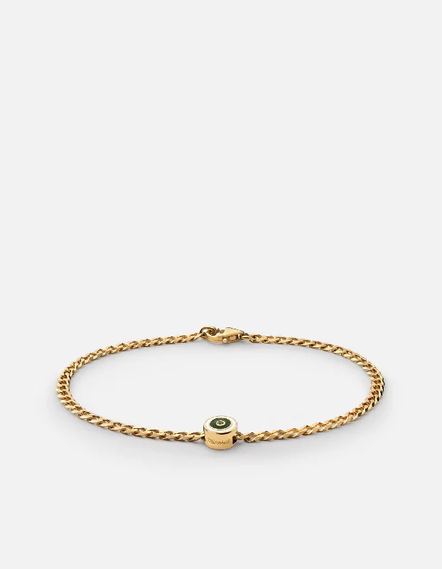 women's bracelets with handcrafted touch -Opus Chalcedony Type Chain Bracelet, Gold Vermeil/Green