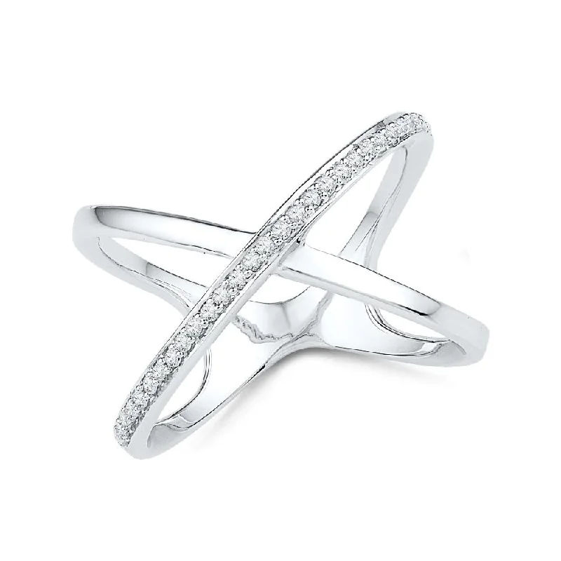 women's ring unique design -Diamond X Shaped Fashion Ring