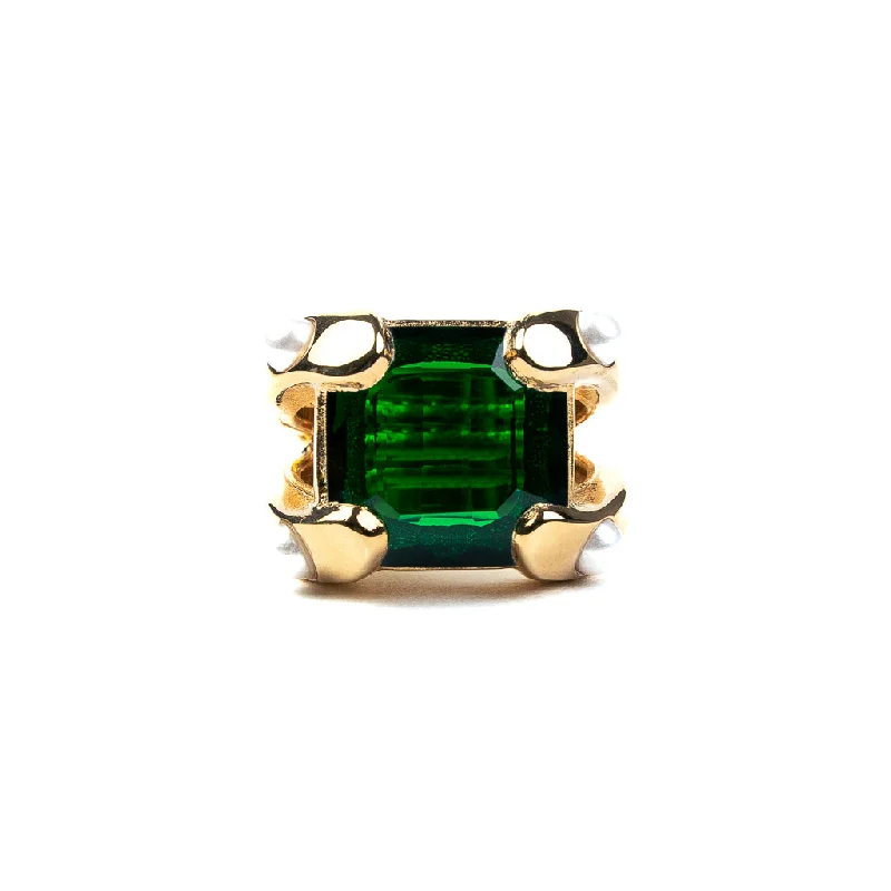 women's ring minimalist gold -Emerald Square Stone Ring